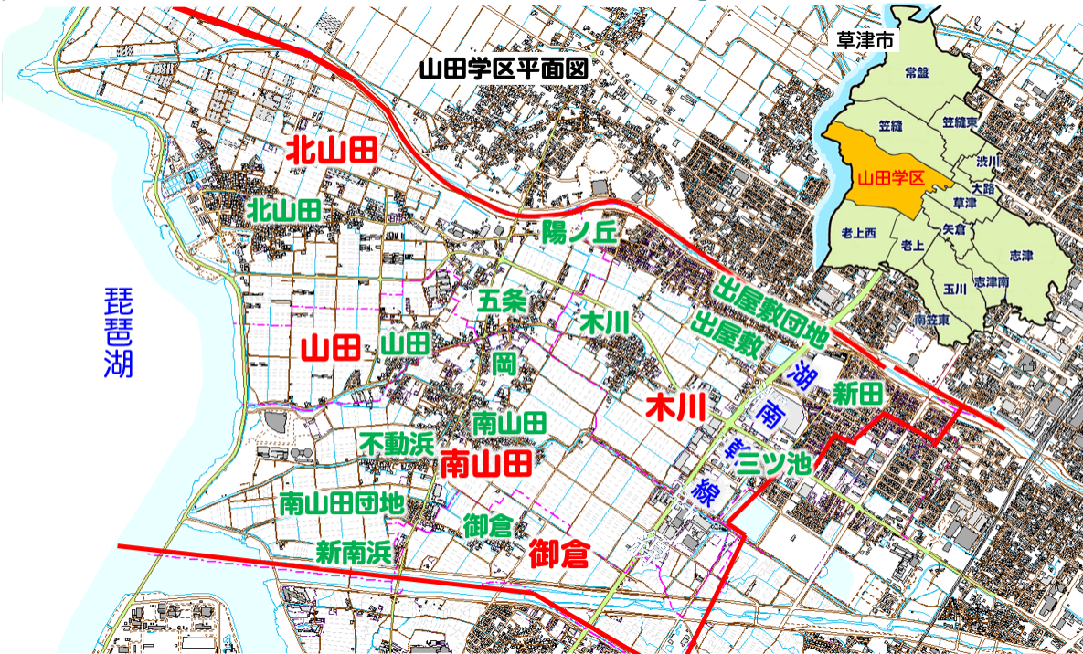山田学区の地図